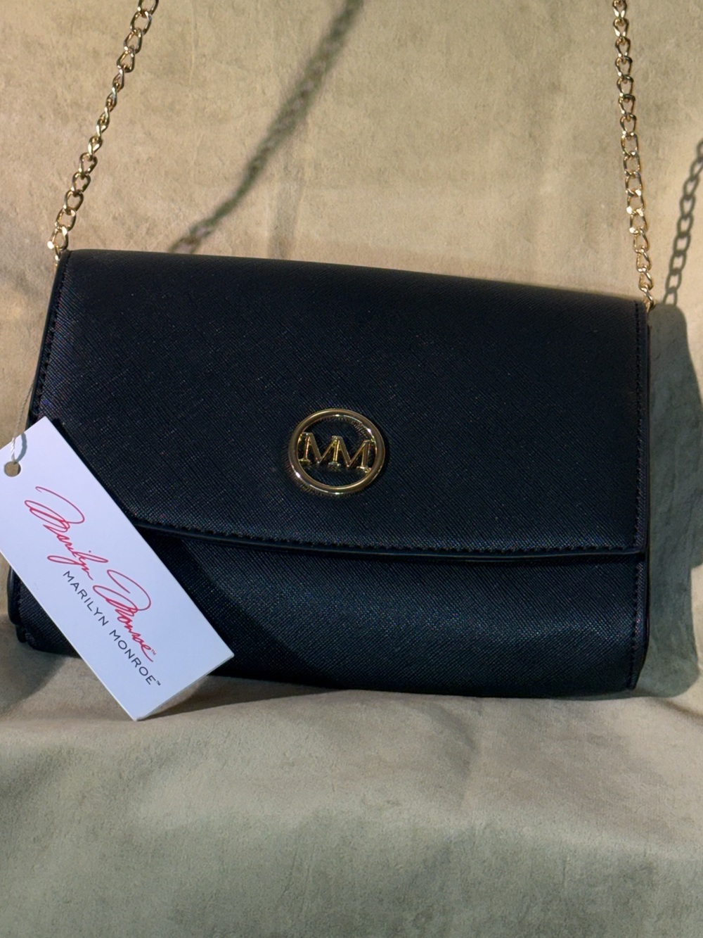 Marilyn Monroe NavyCrossbody Bag with Gold Chain